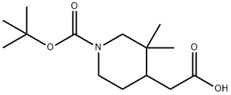 2-(1-(tert-butoxycarbonyl)-3,3-dimethylpiperidin-4-yl)acetic acid Struktur