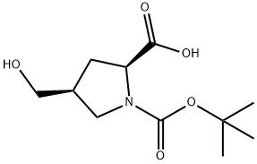 (4S)-1-(tert-butoxycarbonyl)-4-(hydroxymethyl)-L-proline Struktur