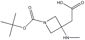 2-{1-[(tert-butoxy)carbonyl]-3-(methylamino)azetidin-3-yl}acetic acid Struktur