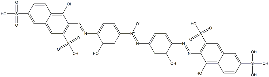 (Z)-1-{3-hydroxy-4-[(E)-2-(1-hydroxy-3,6-disulfonaphthalen-2-yl)diazen-1-yl]phenyl}-2-{3-hydroxy-4-[(E)-2-[1-hydroxy-3-sulfo-6-(trihydroxy-lambda4-sulfanyl)naphthalen-2-yl]diazen-1-yl]phenyl}diazen-1-ium-1-olate Struktur