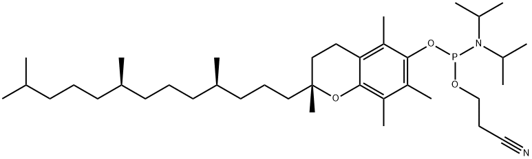 2-Cyanoethyl((R)-2,5,7,8-tetramethyl-2-((4R,8R)-4,8,12-trimethyltridecyl)chroman-6-yl) diisopropylphosphoramidite Struktur