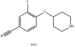 3-fluoro-4-(piperidin-4-yloxy)benzonitrile hydrochloride Struktur