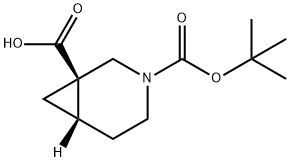 (1R,6S)-3-(tert-butoxycarbonyl)-3-azabicyclo[4.1.0]heptane-1-carboxylic acid Struktur