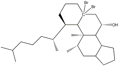 (1R,3aS,3bS,5R,5aR,7S,9aR,9bS,11aR)-5,5a-dibromo-9a,11a-dimethyl-1-[(2R)-6-methylheptan-2-yl]-hexadecahydro-1H-cyclopenta[a]phenanthren-7-ol Struktur