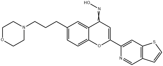 (E)-6-(3-morpholinopropyl)-2-(thieno[3,2-c]pyridin-6-yl)-4H-chromen-4-one oxime Struktur