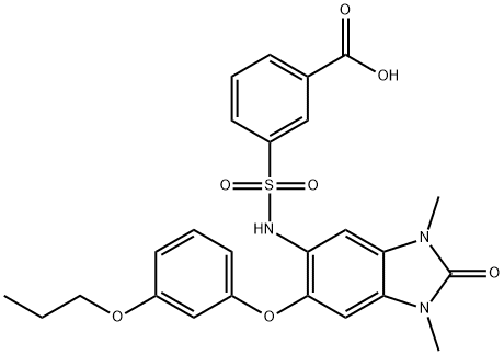 3-(N-(1,3-Dimethyl-2-oxo-6-(3-propoxyphenoxy)-2,3-dihydro-1H-benzo[d]imidazol-5-yl)sulfamoyl)benzoic acid Struktur