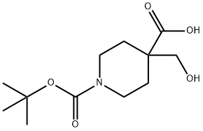 1-(tert-butoxycarbonyl)-4-(hydroxymethyl)piperidine-4-carboxylic acid Struktur