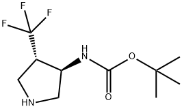 tert-butyl ((3R,4S)-4-(trifluoromethyl)pyrrolidin-3-yl)carbamate Struktur