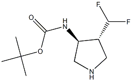 tert-butyl ((3S,4R)-4-(difluoromethyl)pyrrolidin-3-yl)carbamate Struktur