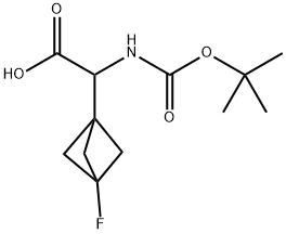 2-((tert-Butoxycarbonyl)amino)-2-(3-fluorobicyclo[1.1.1]pentan-1-yl)acetic acid Struktur