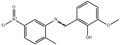 2-methoxy-6-{[(2-methyl-5-nitrophenyl)imino]methyl}phenol Struktur