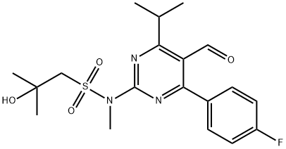 N-(4-(4-fluorophenyl)-5-formyl-6-isopropylpyrimidin-2-yl)-2-
hydroxy-N,2-dimethylpropane-1-sulfonamide Struktur