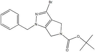 tert-Butyl 1-benzyl-3-bromo-4,6-dihydropyrrolo[3,4-c]pyrazole-5(1H)-carboxylate Struktur