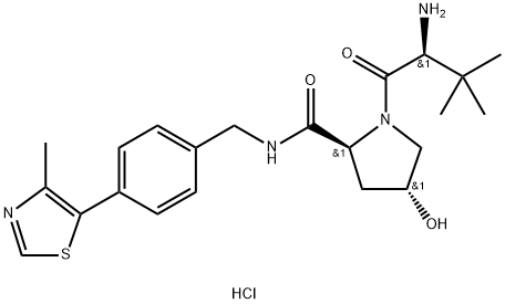 (2S,4R)-1-((S)-2-amino-3,3-dimethylbutanoyl)-4-hydroxy-N-(4-(4-methylthiazol-5-yl)benzyl)pyrrolidine-2-carboxamide dihydrochloride Struktur