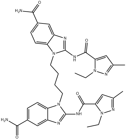 1H-Benzimidazole-5-carboxamide, 1,1'-(1,4-butanediyl)bis[2-[[(1-ethyl-3-methyl-1H-pyrazol-5-yl)carbonyl]amino]- Struktur