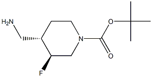 tert-butyl (3S,4S)-4-(aminomethyl)-3-fluoropiperidine-1-carboxylate Struktur