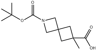 2-(tert-butoxycarbonyl)-6-methyl-2-azaspiro[3.3]heptane-6-carboxylic acid Struktur