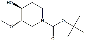 trans-4-Hydroxy-3-methoxy-piperidine-1-carboxylic acid tert-butyl ester Struktur