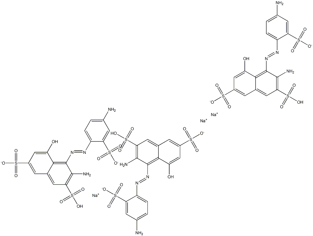 trisodium 3-amino-4-[(E)-(4-amino-2-sulfonatophenyl)diazenyl]-5-hydroxynaphthalene-2,7-disulfonate Struktur