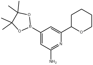 6-(tetrahydro-2H-pyran-2-yl)-4-(4,4,5,5-tetramethyl-1,3,2-dioxaborolan-2-yl)pyridin-2-amine Struktur