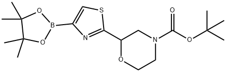 tert-butyl 2-(4-(4,4,5,5-tetramethyl-1,3,2-dioxaborolan-2-yl)thiazol-2-yl)morpholine-4-carboxylate Struktur