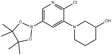 6-Chloro-5-(3-hydroxypiperidin-1-yl)pyridine-3-boronic acid pinacol ester Struktur