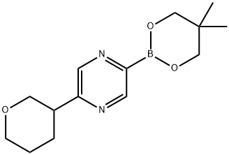 5-(Oxan-3-yl)pyrazine-2-boronic acid neopentylglycol ester Struktur