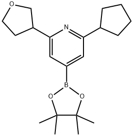 2-(Cyclopentyl)-6-(oxolan-3-yl)pyridine-4-boronic acid pinacol ester Struktur