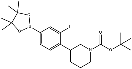 3-Fluoro-4-(N-Boc-piperidin-3-yl)phenylboronic acid pinacol ester Struktur