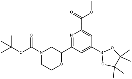 tert-butyl 2-(6-(methoxycarbonyl)-4-(4,4,5,5-tetramethyl-1,3,2-dioxaborolan-2-yl)pyridin-2-yl)morpholine-4-carboxylate Struktur