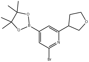 2-Bromo-6-(3-tetrahydrofuranyl)pyridine-4-boronic acid pinacol ester Struktur