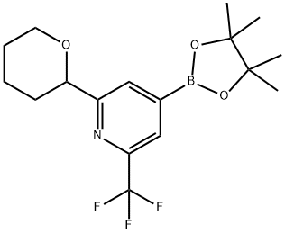 2-(tetrahydro-2H-pyran-2-yl)-4-(4,4,5,5-tetramethyl-1,3,2-dioxaborolan-2-yl)-6-(trifluoromethyl)pyridine Struktur