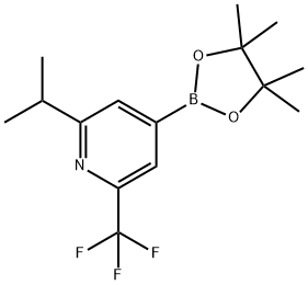 2-isopropyl-4-(4,4,5,5-tetramethyl-1,3,2-dioxaborolan-2-yl)-6-(trifluoromethyl)pyridine Struktur