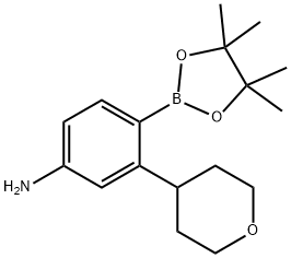 3-(tetrahydro-2H-pyran-4-yl)-4-(4,4,5,5-tetramethyl-1,3,2-dioxaborolan-2-yl)aniline Struktur