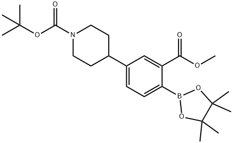 tert-butyl 4-(3-(methoxycarbonyl)-4-(4,4,5,5-tetramethyl-1,3,2-dioxaborolan-2-yl)phenyl)piperidine-1-carboxylate Struktur