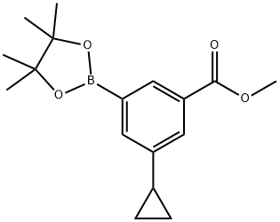 methyl 3-cyclopropyl-5-(4,4,5,5-tetramethyl-1,3,2-dioxaborolan-2-yl)benzoate Struktur