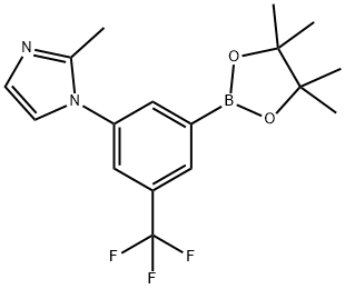 2-methyl-1-(3-(4,4,5,5-tetramethyl-1,3,2-dioxaborolan-2-yl)-5-(trifluoromethyl)phenyl)-1H-imidazole Struktur