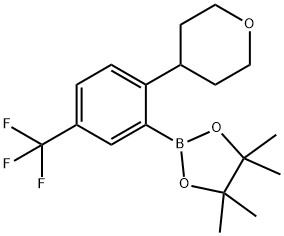 4,4,5,5-tetramethyl-2-(2-(tetrahydro-2H-pyran-4-yl)-5-(trifluoromethyl)phenyl)-1,3,2-dioxaborolane Struktur