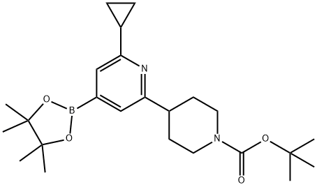 tert-butyl 4-(6-cyclopropyl-4-(4,4,5,5-tetramethyl-1,3,2-dioxaborolan-2-yl)pyridin-2-yl)piperidine-1-carboxylate Struktur