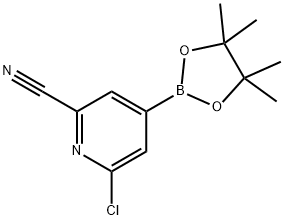 6-chloro-4-(4,4,5,5-tetramethyl-1,3,2-dioxaborolan-2-yl)picolinonitrile Struktur