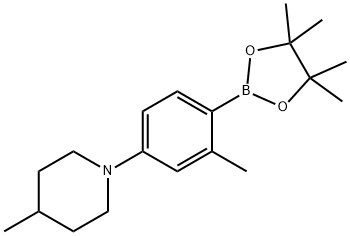 2-Methyl-4-(4-methylpiperidin-1-yl)phenylboronic acid pinacol ester Struktur