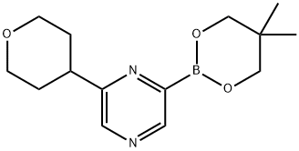 6-(Oxan-4-yl)pyrazine-2-boronic acid neopentylglycol ester Struktur