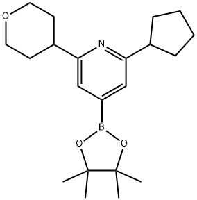 2-Cyclopentyl-6-(oxan-4-yl)pyridine-4-boronic acid pinacol ester Struktur