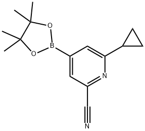 6-cyclopropyl-4-(4,4,5,5-tetramethyl-1,3,2-dioxaborolan-2-yl)picolinonitrile Struktur