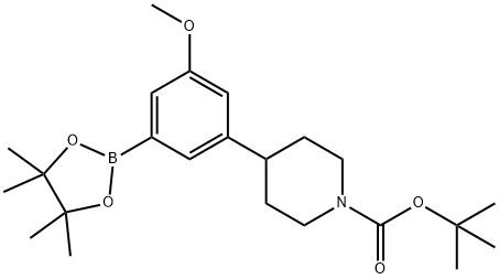 3-Methoxy-5-(N-Boc-piperidin-4-yl)phenylboronic acid pinacol ester Struktur