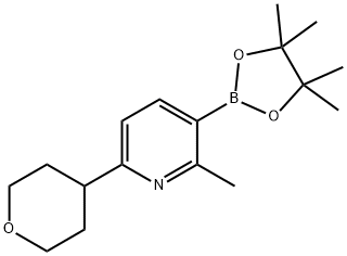 2-methyl-6-(tetrahydro-2H-pyran-4-yl)-3-(4,4,5,5-tetramethyl-1,3,2-dioxaborolan-2-yl)pyridine Struktur