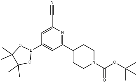 tert-butyl 4-(6-cyano-4-(4,4,5,5-tetramethyl-1,3,2-dioxaborolan-2-yl)pyridin-2-yl)piperidine-1-carboxylate Struktur