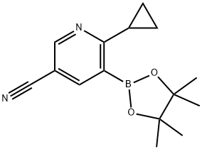 2-Cyclopropyl-5-cyanopyridine-3-boronic acid pinacol ester Struktur