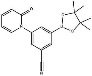 3-(2-oxopyridin-1(2H)-yl)-5-(4,4,5,5-tetramethyl-1,3,2-dioxaborolan-2-yl)benzonitrile Struktur