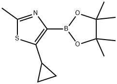 2-Methyl-5-(cyclopropyl)thiazole-4-boronic acid pinacol ester Struktur